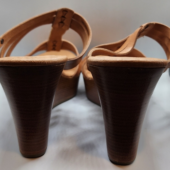 UGG W Mattie Sandals Leather Size 10 NIB New Tan Strappy 3" Wedge Heel Platform - Picture 4 of 12